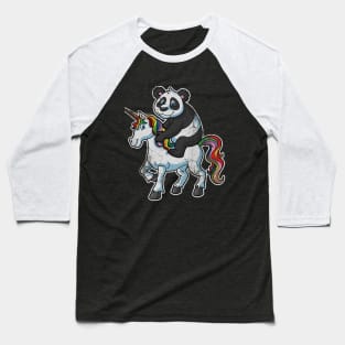 Panda Bear Riding Unicorn Baseball T-Shirt